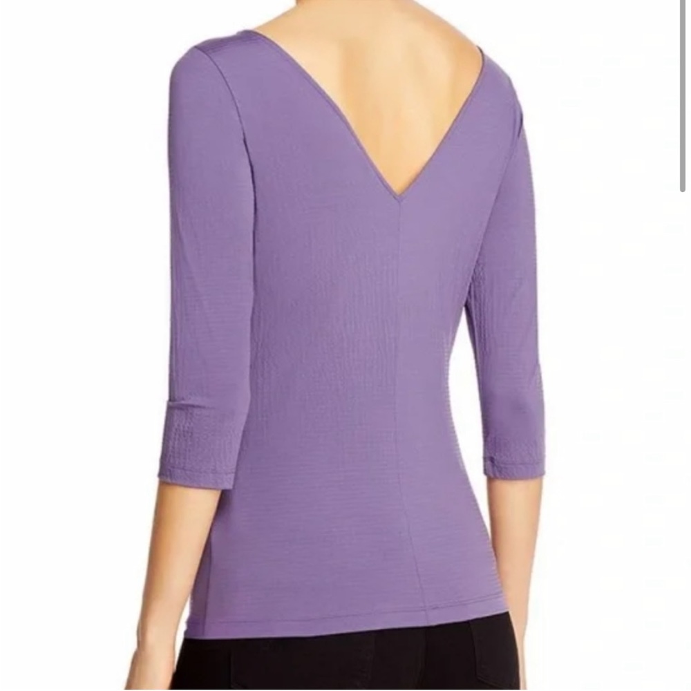 NWT Hugo Boss Esibi Striped V-Back‎ Blouse Top Purple